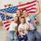 4th of July Tiered Tray Decor Wooden Love Set – 3 PCS Rustic Patriotic Table Decorations for Labor Day, Veterans Day, Independence Day, Red White & Blue Home Décor (Retro)